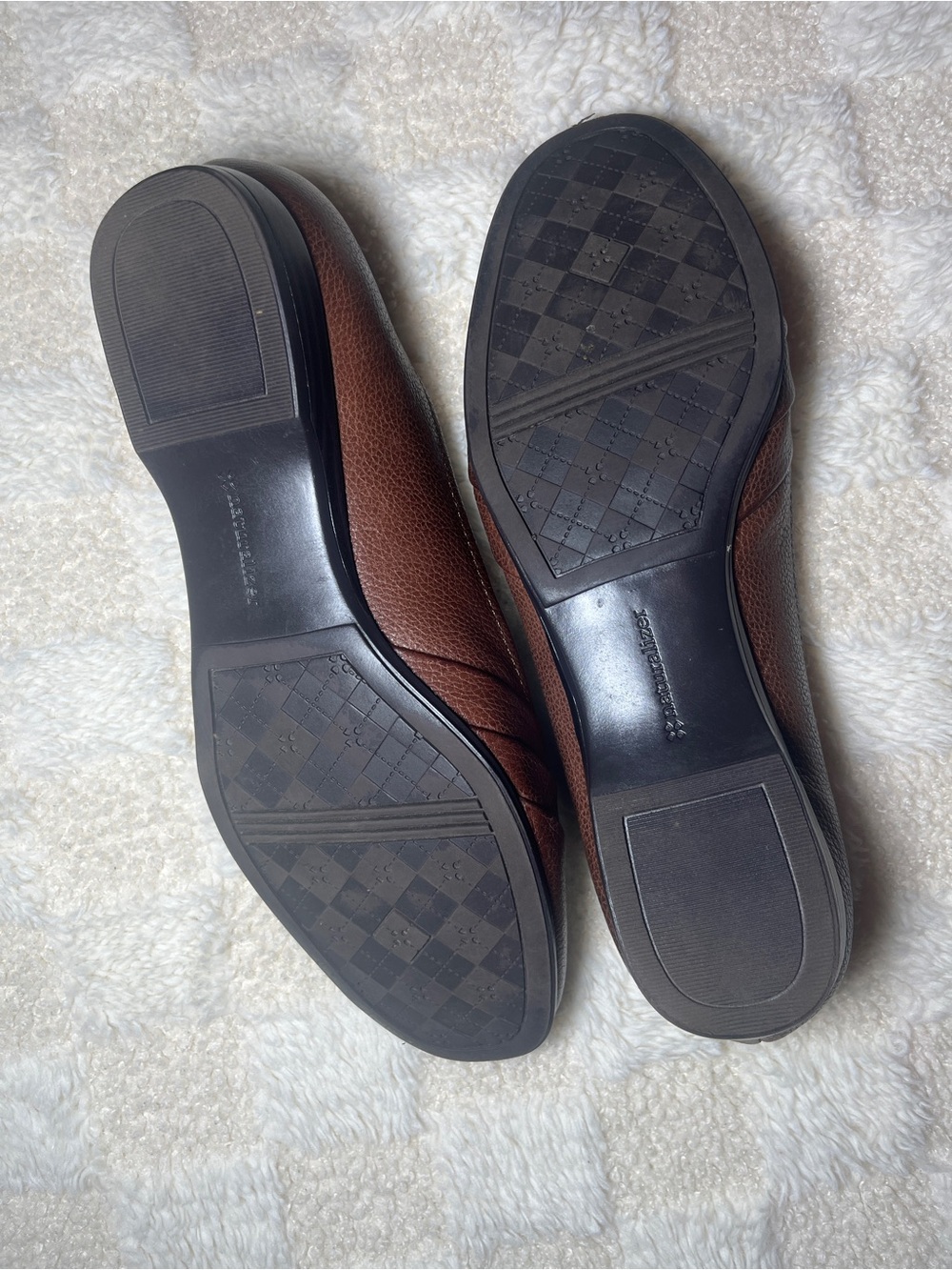 Naturalizer Brown Leather Slip-On Flats with Pleated V‑Detail - Picture 5 of 7
